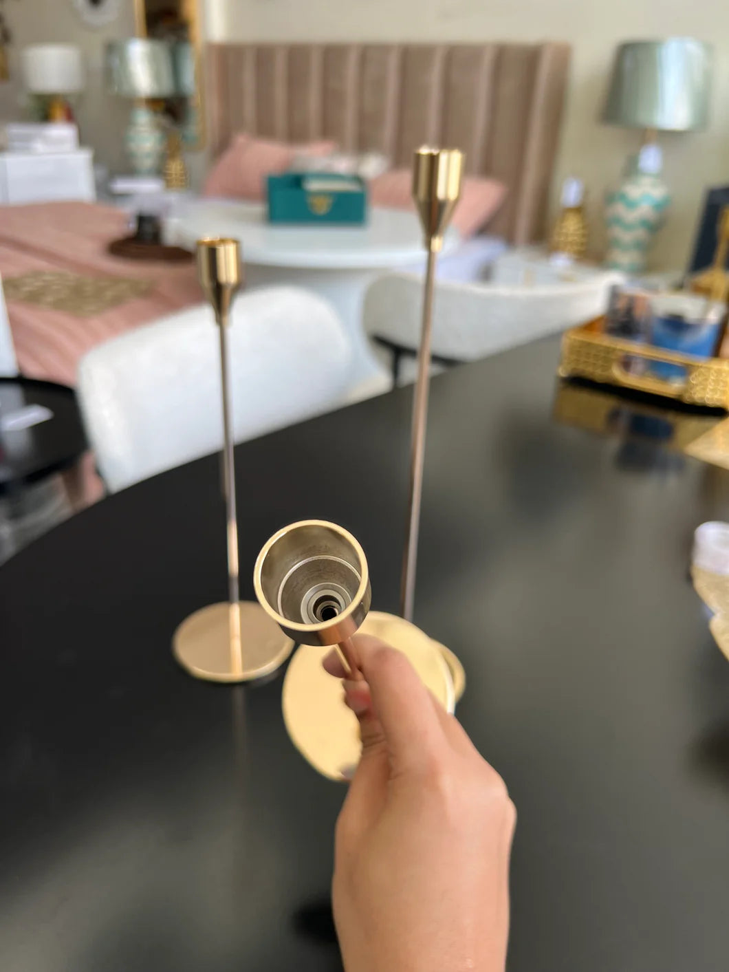 Gold Metal Taper Candle Holders