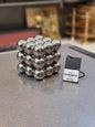 Modern Metallic Sphere Cube Sculpture