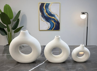 Elegant Modern Circular Ceramic Vase Set (3 Piece)