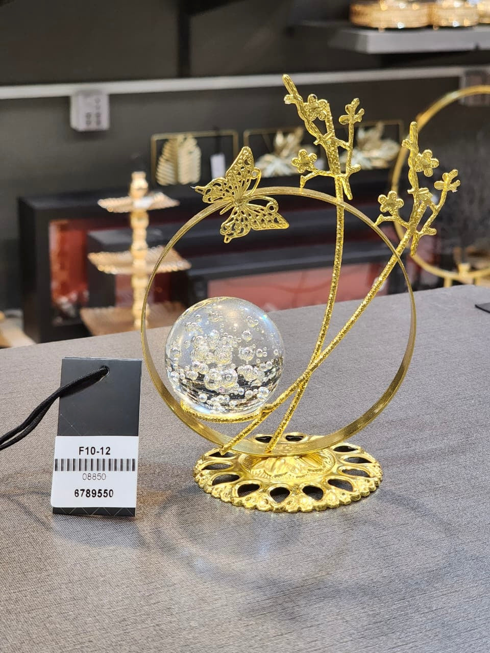 Decorative Butterfly and Floral Crystal Ball