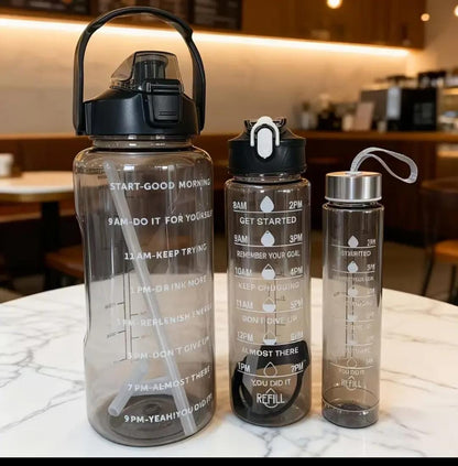 Pack Of 3 Motivational Water Bottle Large Capacity Leakproof