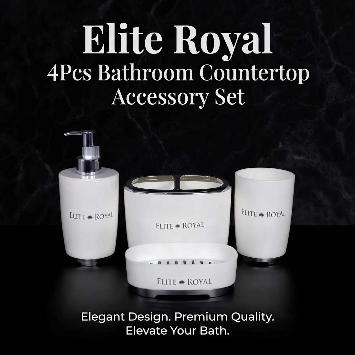Elite Royal 4-Piece Bathroom Countertop Accessory Set