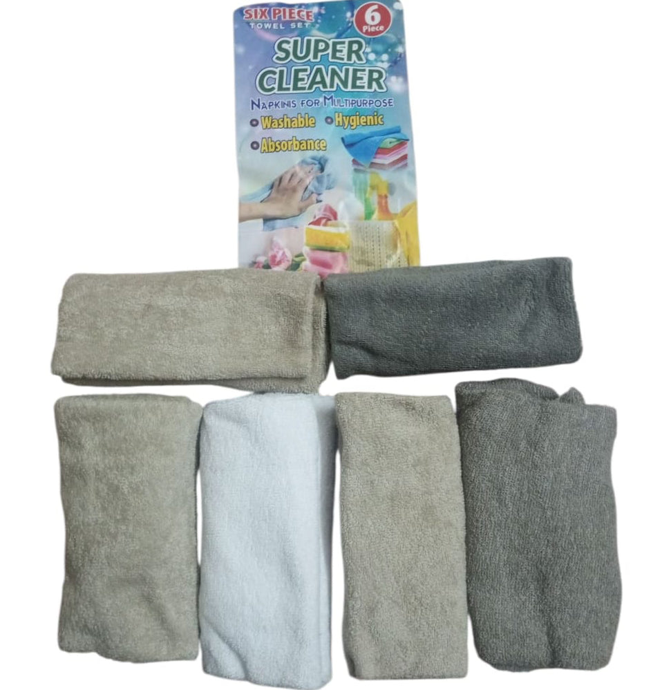 Super Cleaner 6-Piece Multipurpose Microfiber Towel Set