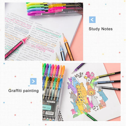 Neon Glitter Gel Pen Set for Art and Coloring 12-Piece (Set)