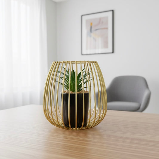 Metallic Golden Globe Decor with Planter Inside