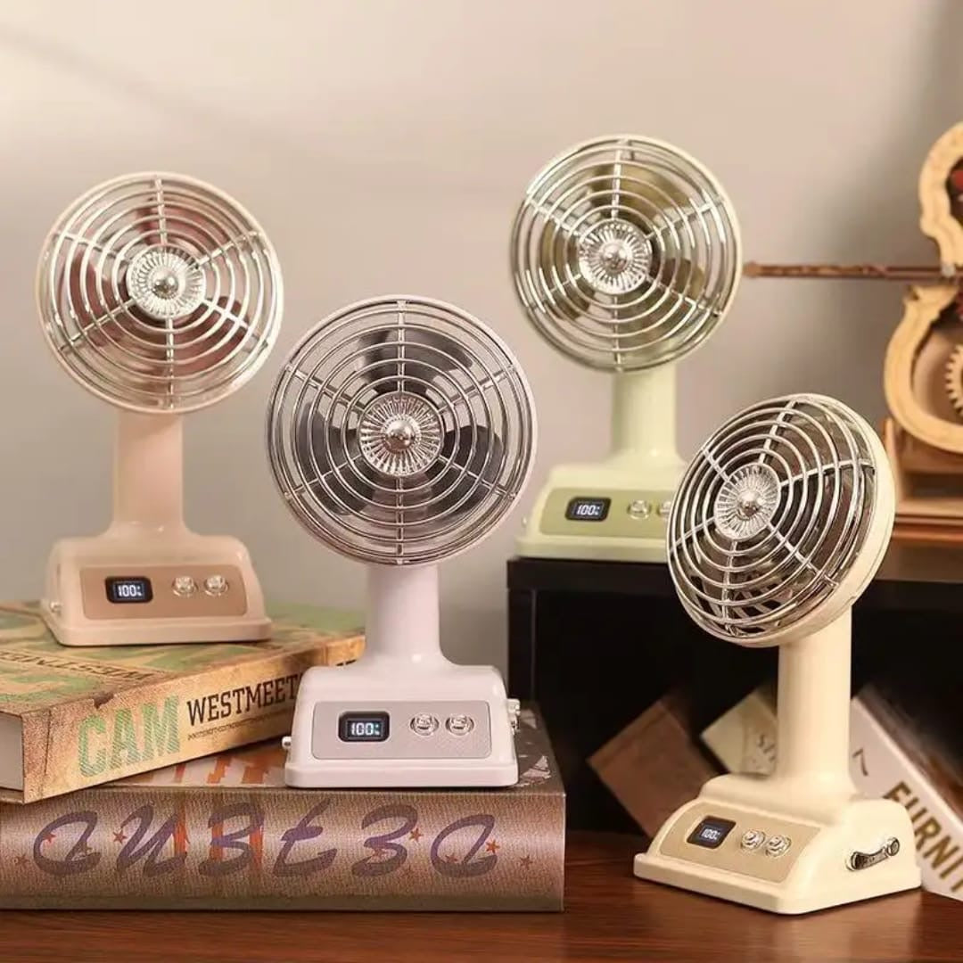Retro Digital Display Mini Desk Fan