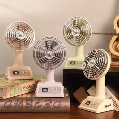 Retro Digital Display Mini Desk Fan