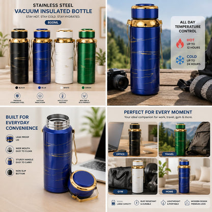 Marble Print Stainless Steel Vacuum Insulated Water Bottle