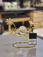 Gilded Songbird & Crystal Bloom Tabletop Sculpture