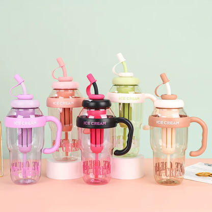 Ice Cream Tea Infuser Water Bottle with Straw & Handle