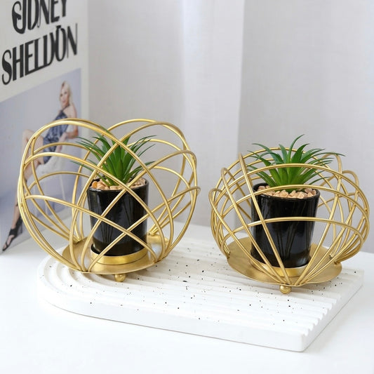 Golden Orbital Succulent Planter Set (2-Piece)