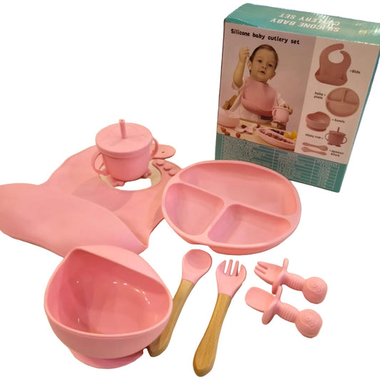 8-Piece Silicone Toddler Tableware Gift Set