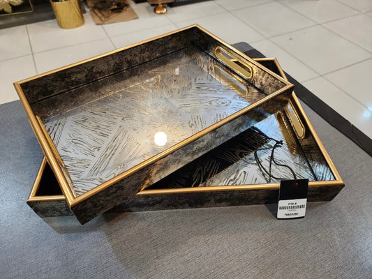 Elegant Serving Tray Set with Gold Trim