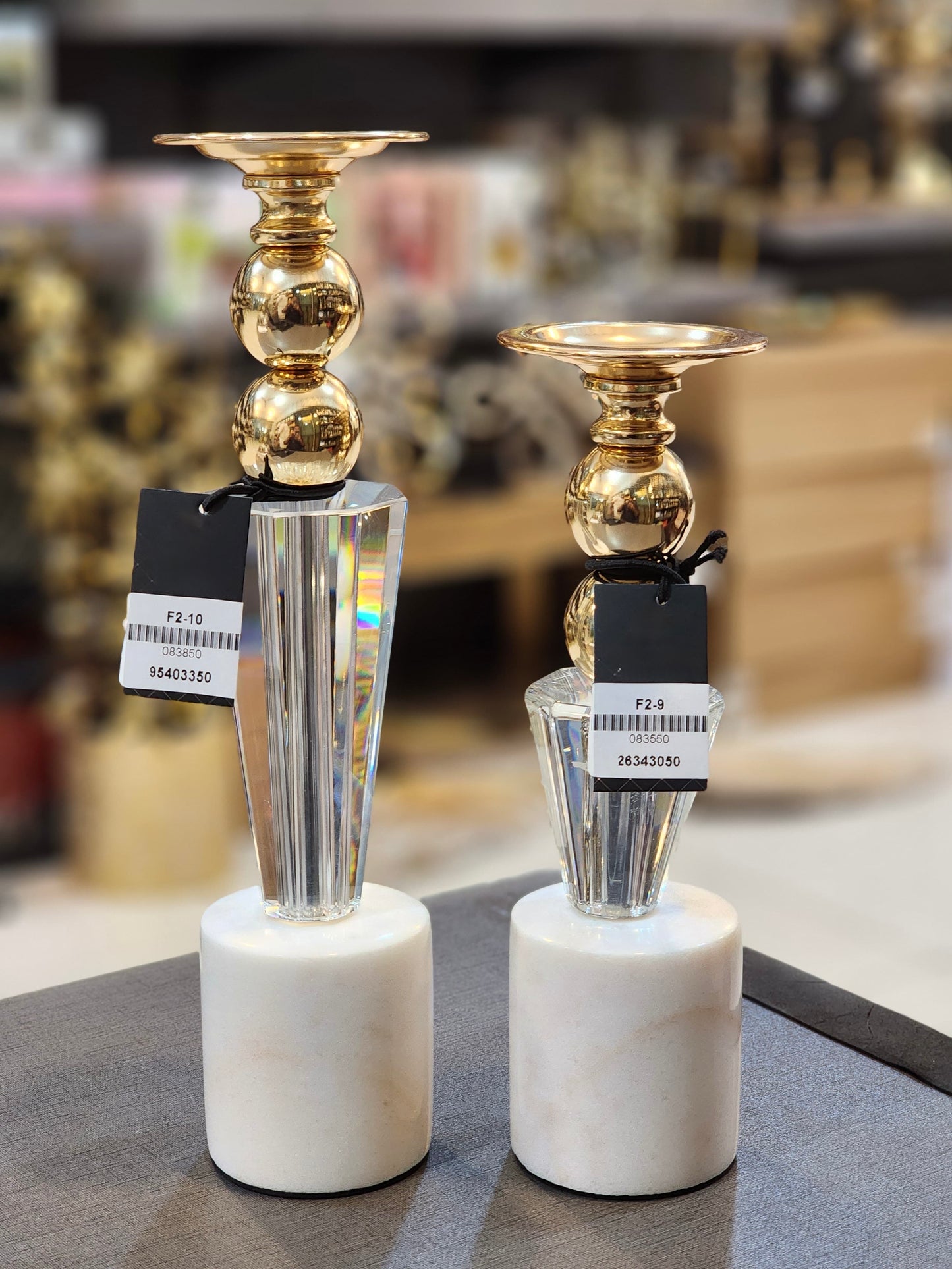 Elegant Crystal and Marble Candlestick Set (Only In Karachi)