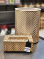 Luxury Circular Filigree Waste Bin and Tissue Box Set