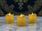 Gold Glitter LED Flameless Votive Candle Set with Flickering Amber Light (3 Piece)