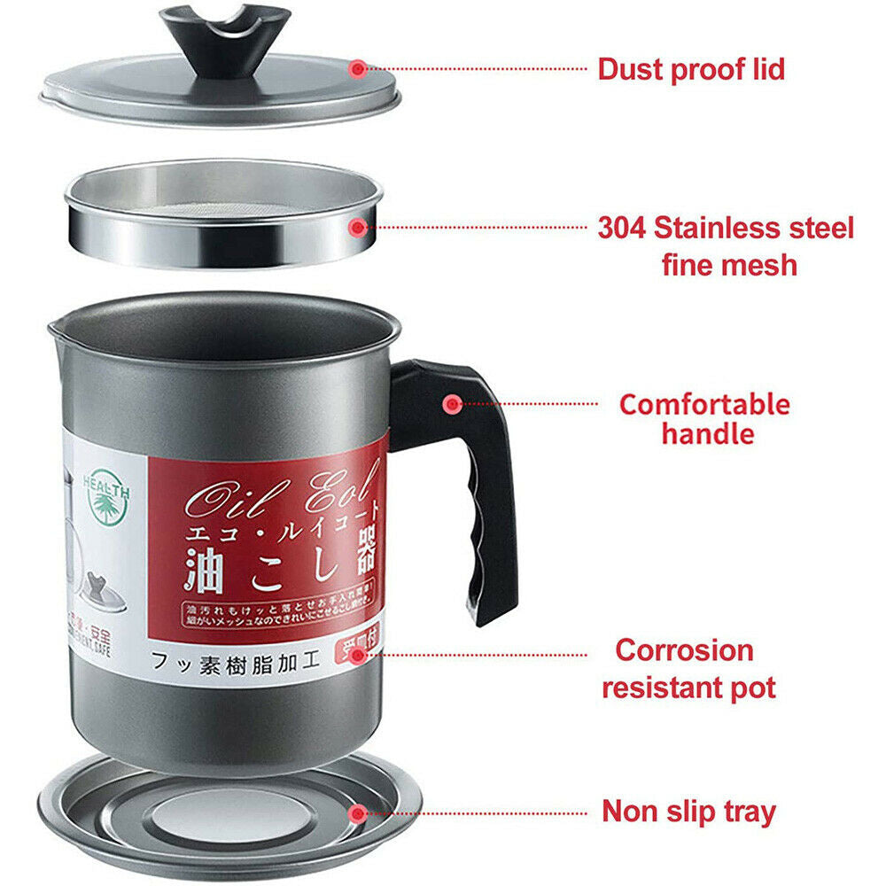 Stainless Steel Oil Strainer Pot and Grease Container