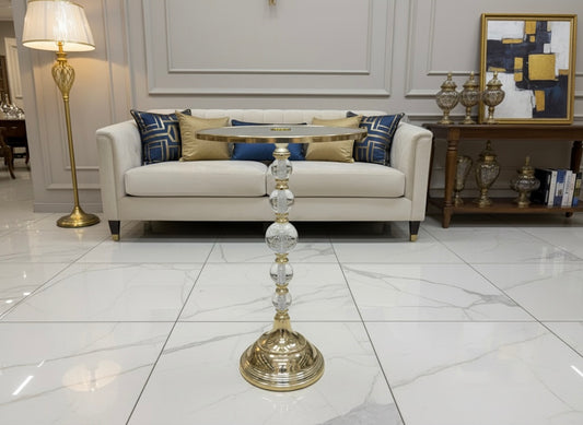 Elegant Crystal and Gold Accent Side Table