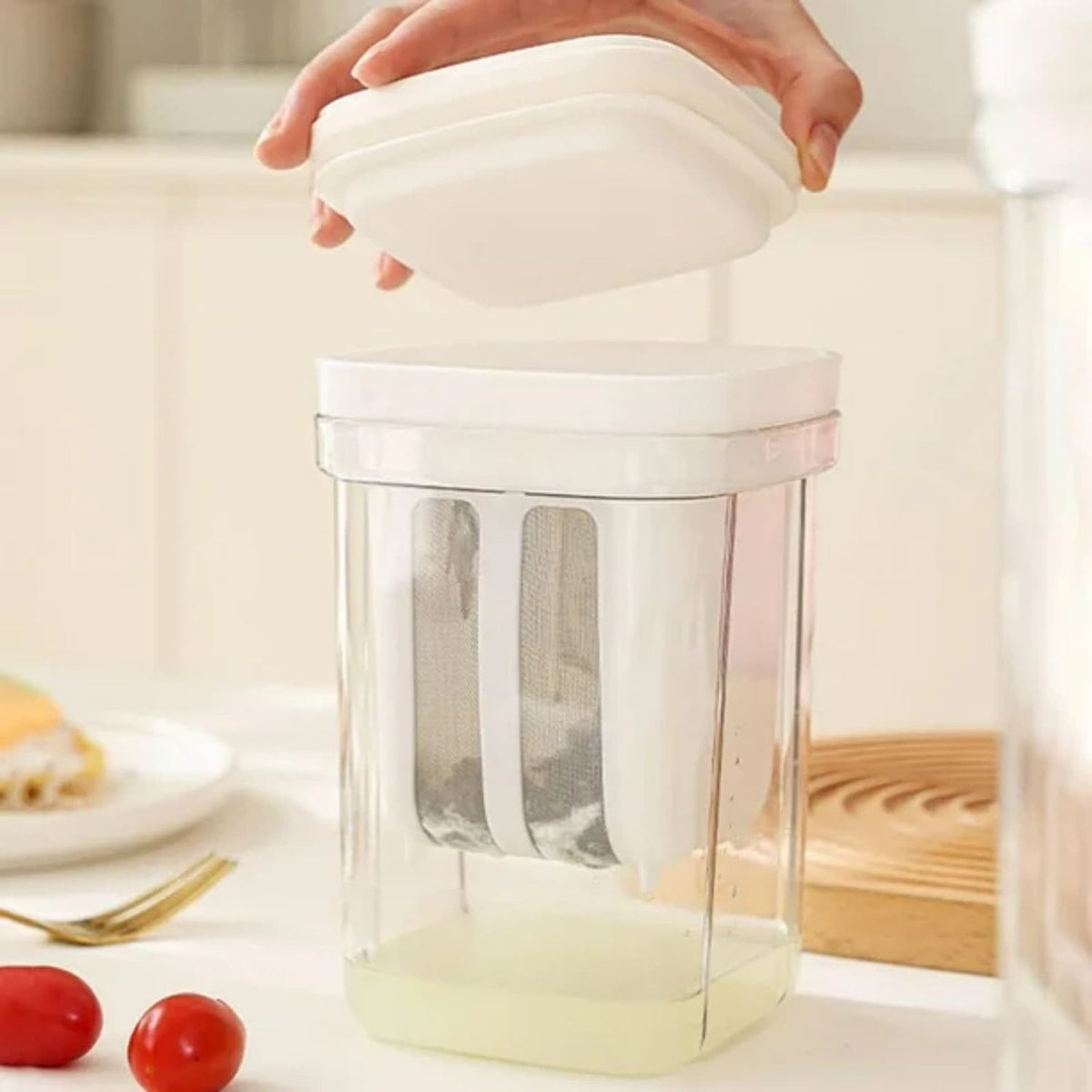 Greek Yogurt Strainer & Whey Separator Container with Fine Mesh Filter