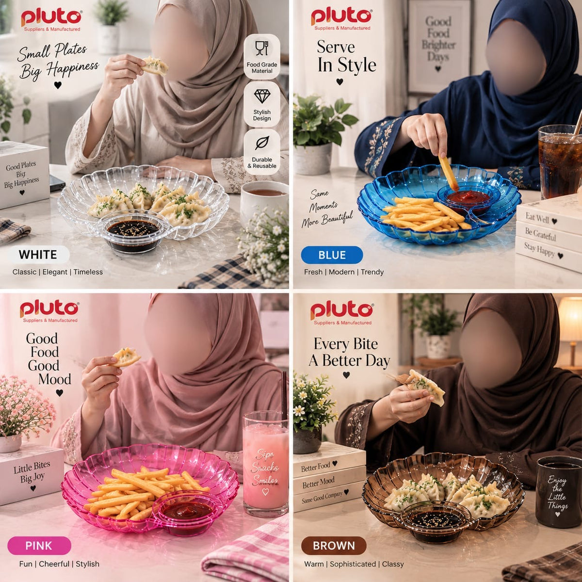 Transparent Shell Shaped Dumpling Dish Stackable Tray