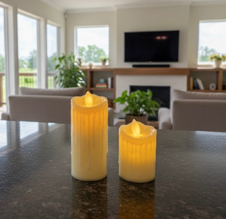 Realistic LED Dripping Wax Effect Flameless Candle Set (2 Piece)