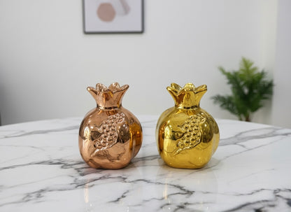 Elegant Gold and Copper Pomegranate Decorative Vases