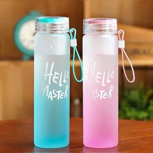 Hello Master Frosted Glass Water Bottle