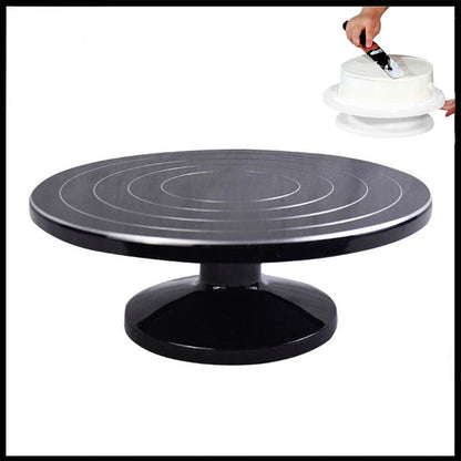 Professional Revolving Cake Turntable (28cm) - Black & Silver