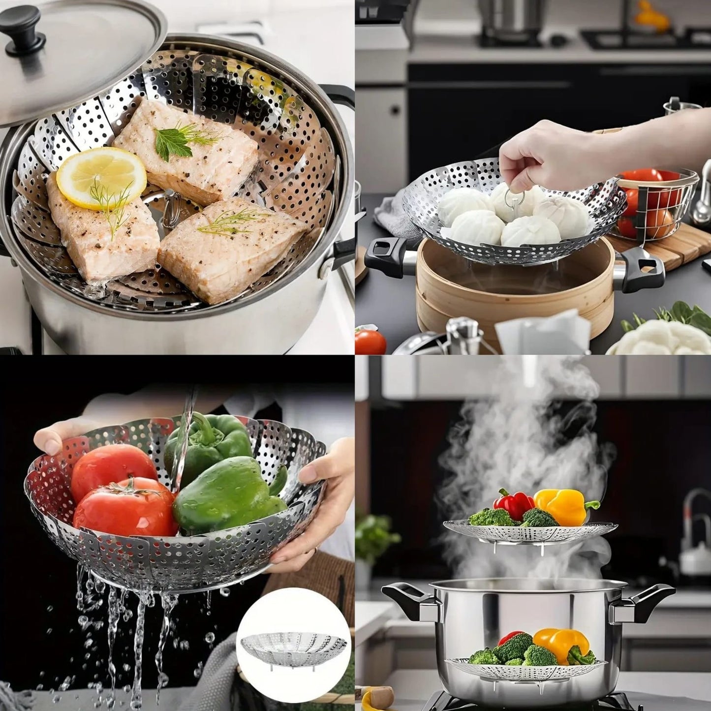 Adjustable Stainless Steel Vegetable Steamer Basket