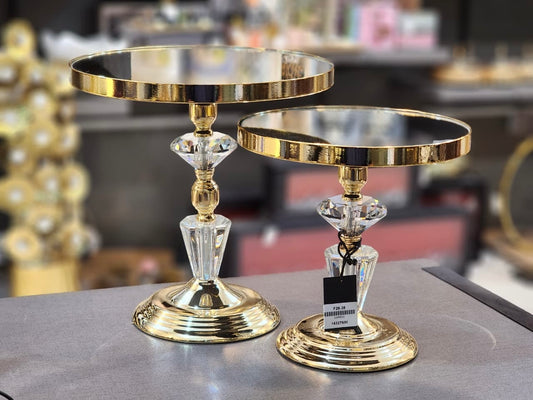 Elegant Gold Crystal Pedestal Display Riser Set