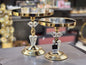 Elegant Gold Crystal Pedestal Display Riser Set