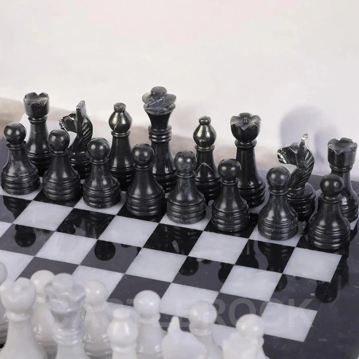 Opulent Elegance: White & Black Marble Chess Set (Only In Karachi)