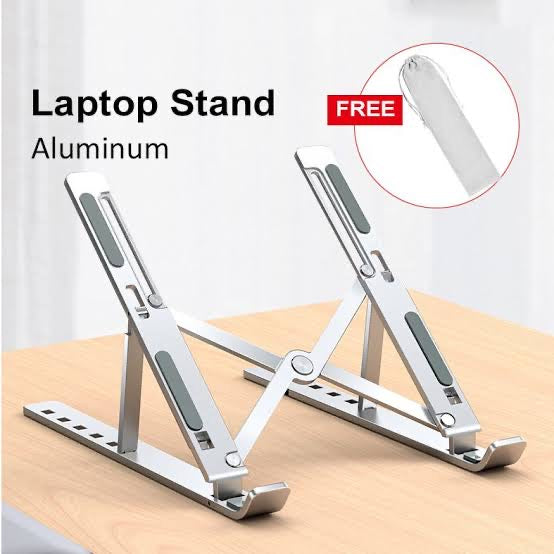 Adjustable Aluminum Foldable Laptop Stand with Free Carry Bag