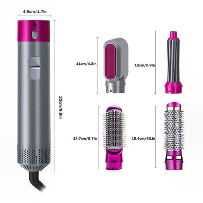 5-in-1 Hot Air Brush Hair Styler with 5 Heads