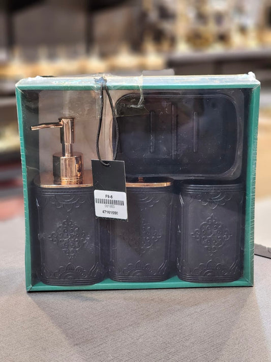 Elegant Black and Rose Gold Bathroom Accessory Set