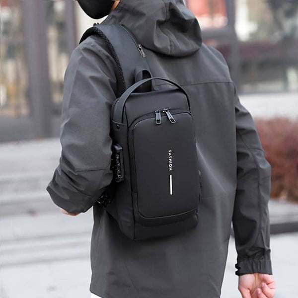 Anti-Theft Waterproof Sling Bag with USB Charging Port