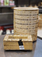 Luxury Geometric Lattice Waste Bin and Tissue Box Set