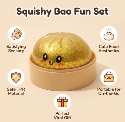 Glitter Squeezy Dumpling Stress Relief Toy with Steamer Case