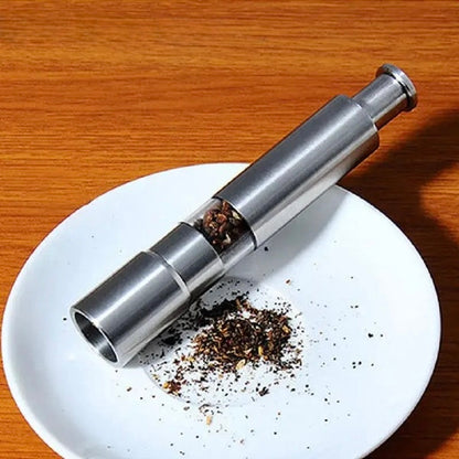 Portable One-Handed Stainless Steel Pepper Grinder