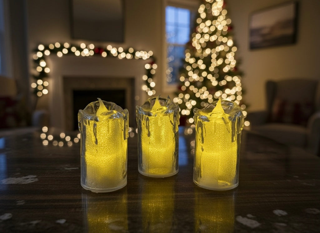 Flameless LED Melted-Wax Candle Set (3 Piece)
