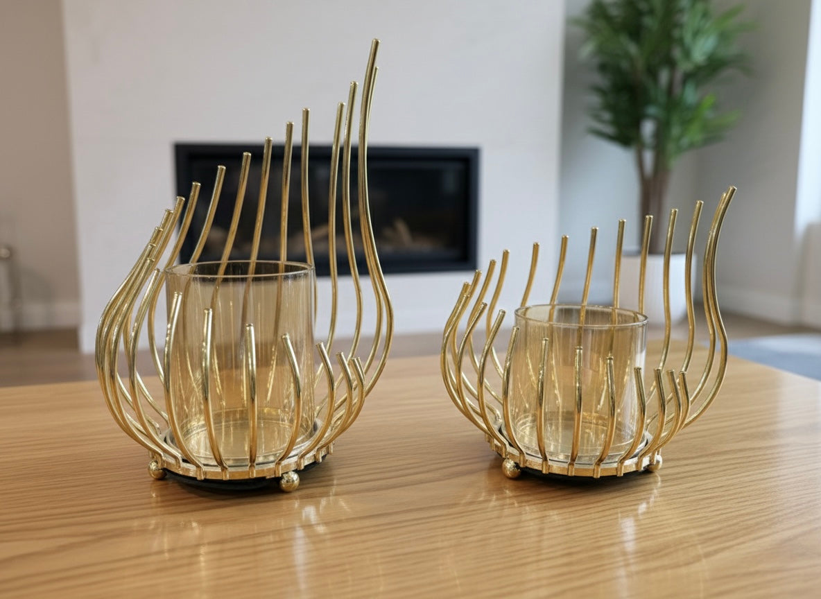 Elegant Abstract Flame Candle Holders