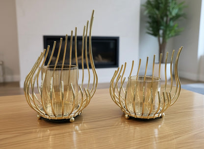 Elegant Abstract Flame Candle Holders