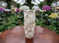 Elegant Wavy Ceramic Vase with Hand-Applied Floral Accents