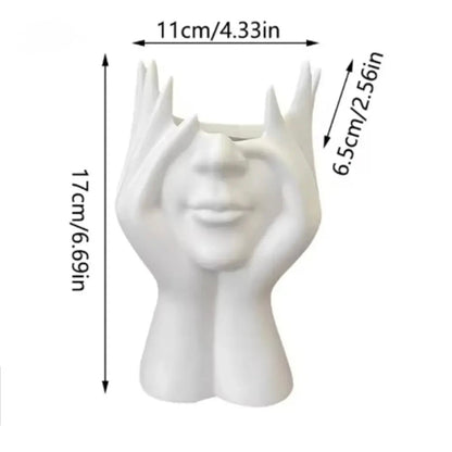 Modern Resin Face & Hand Sculptural Vases