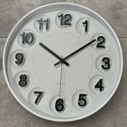 Modern Quartz Wall Clock with 3D Embossed Numerals