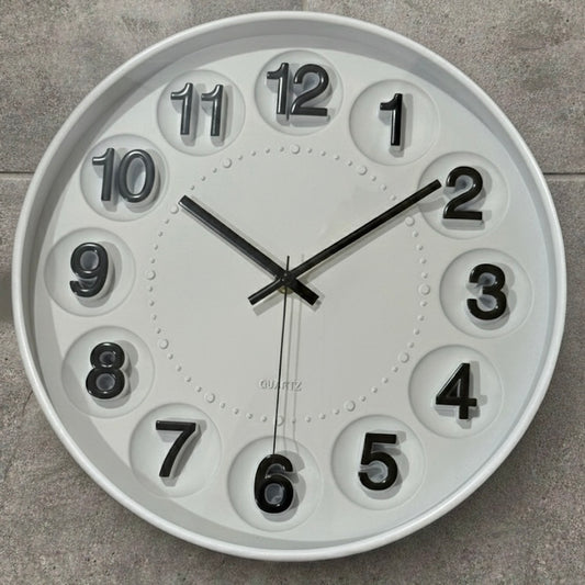 Modern Quartz Wall Clock with 3D Embossed Numerals