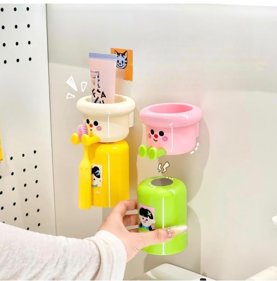 Magnetic Punch Free Wall Mounted Cartoon Toothbrush Holder