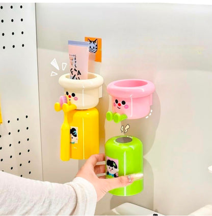 Magnetic Punch Free Wall Mounted Cartoon Toothbrush Holder