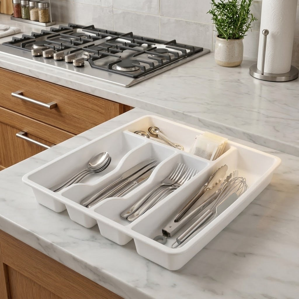 5-Compartment Cutlery Organizer Tray