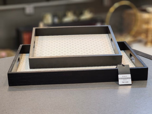 Elegant Black Serving Tray Organizer with White Sheet Base